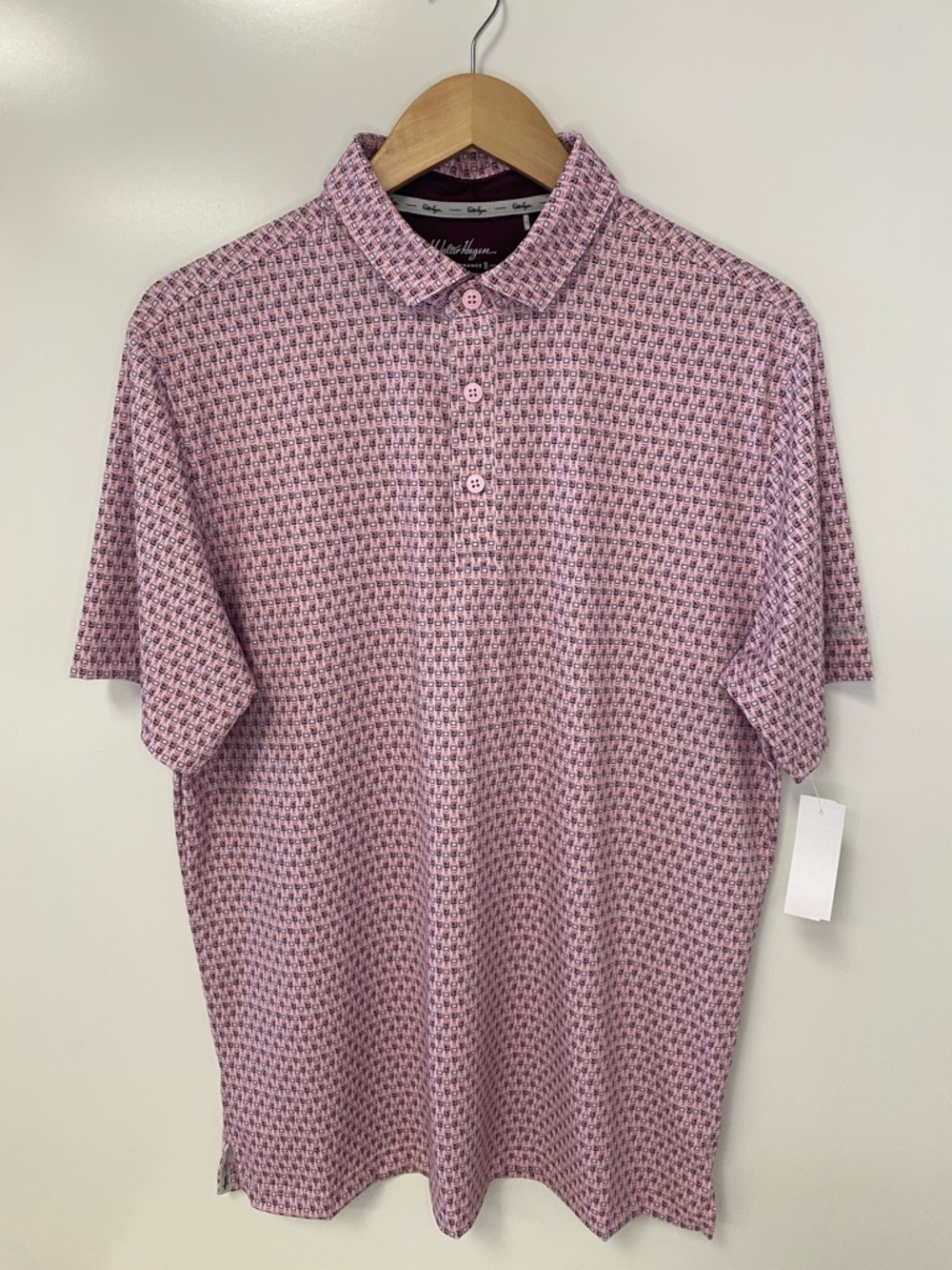 Walter Hagen Men's Pink Micro-Pattern Polo